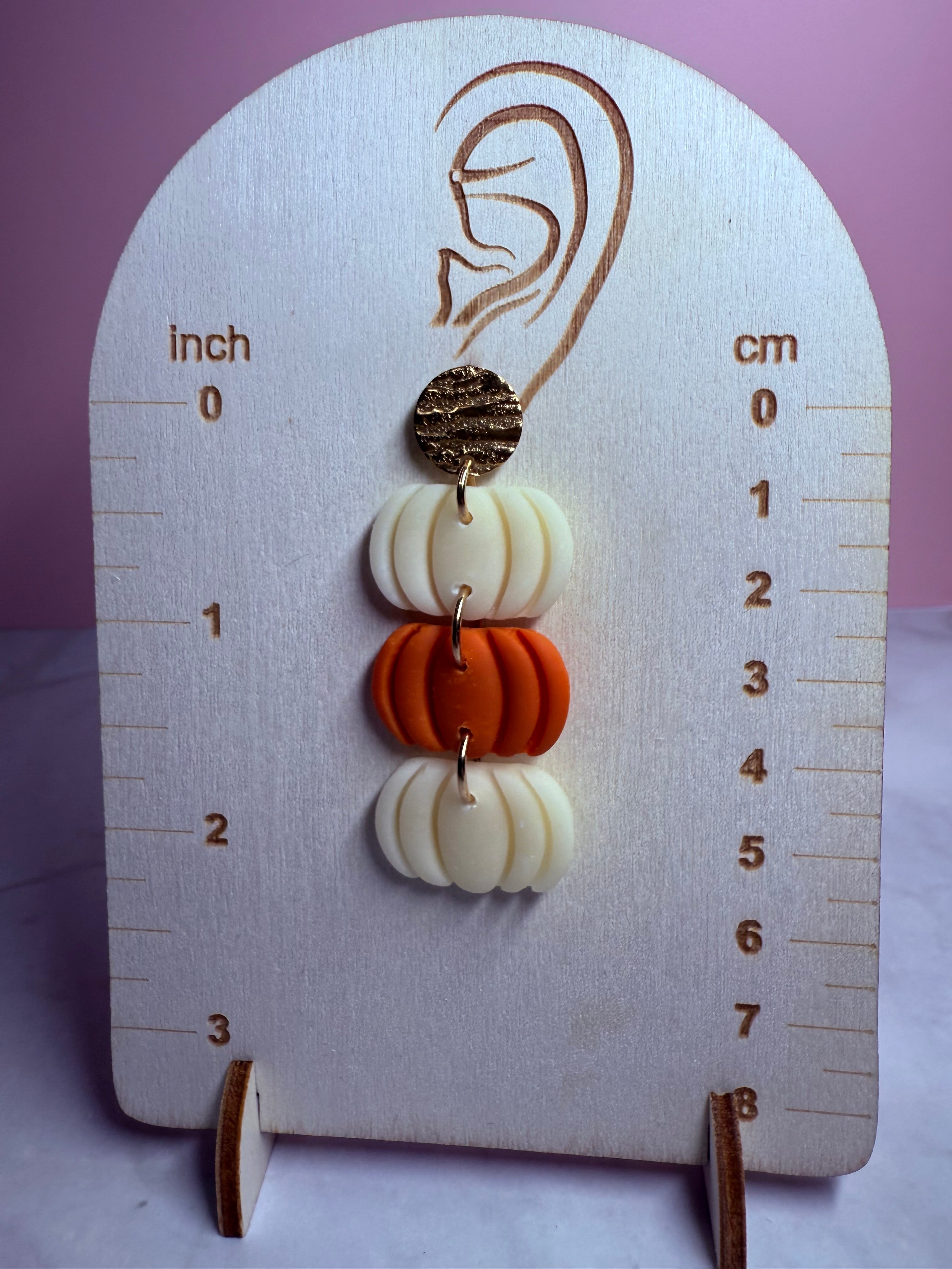 Glow-in-the-Dark 3 Tier Pumpkins Earrings with Gold Stud