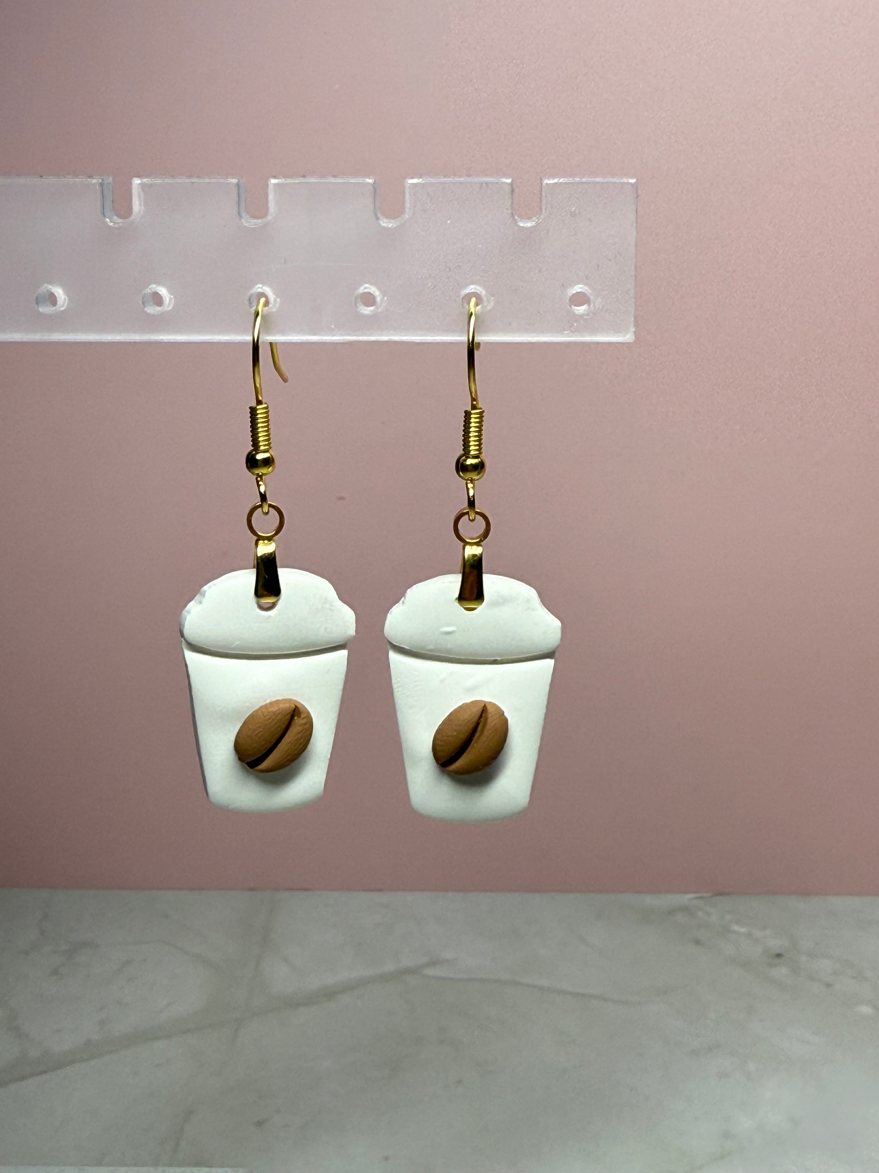 Coffee Cup Earrings in Gold- Coffee Scent