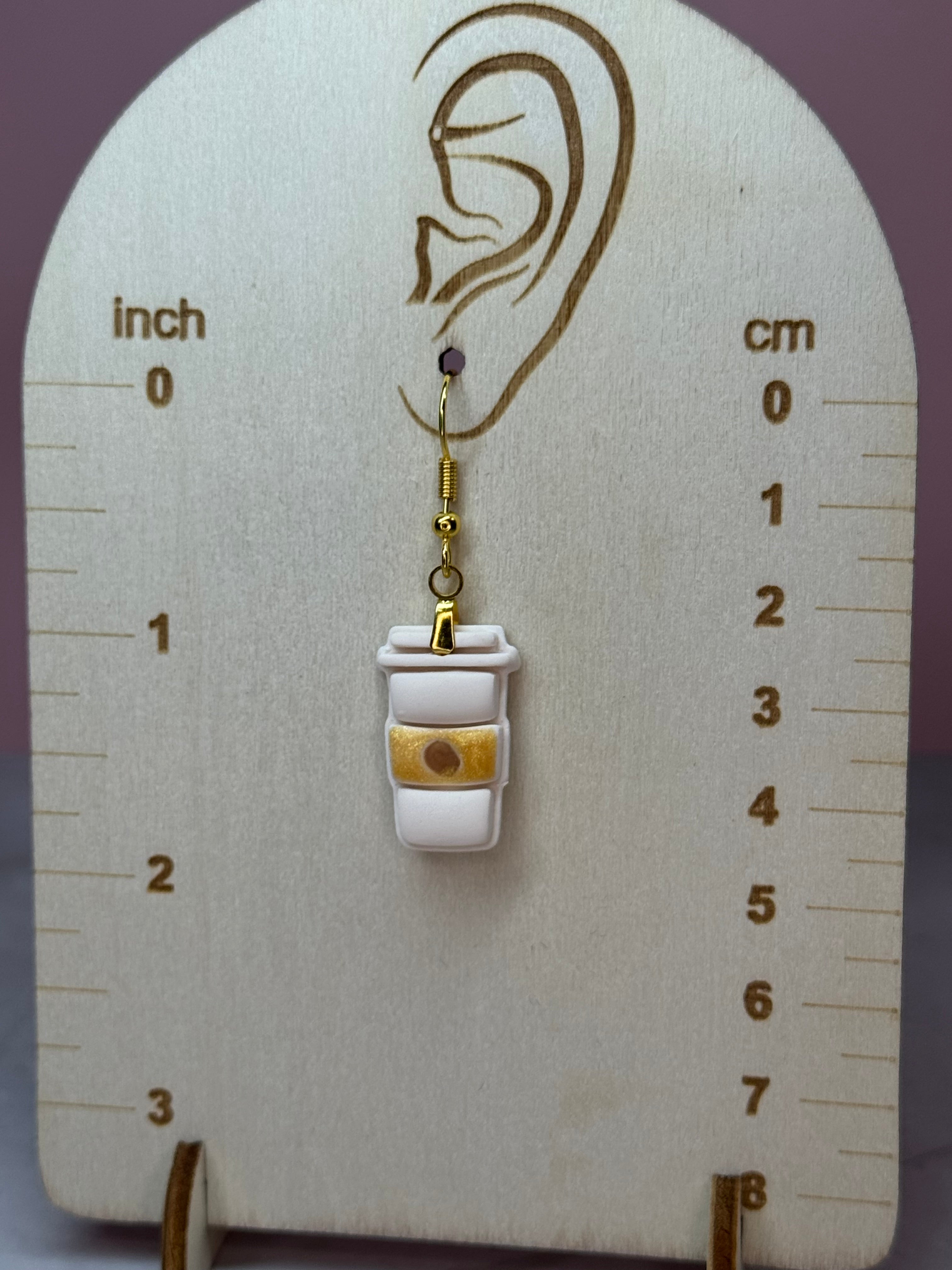 Coffee Cup Earrings in Gold-Coffee Scent