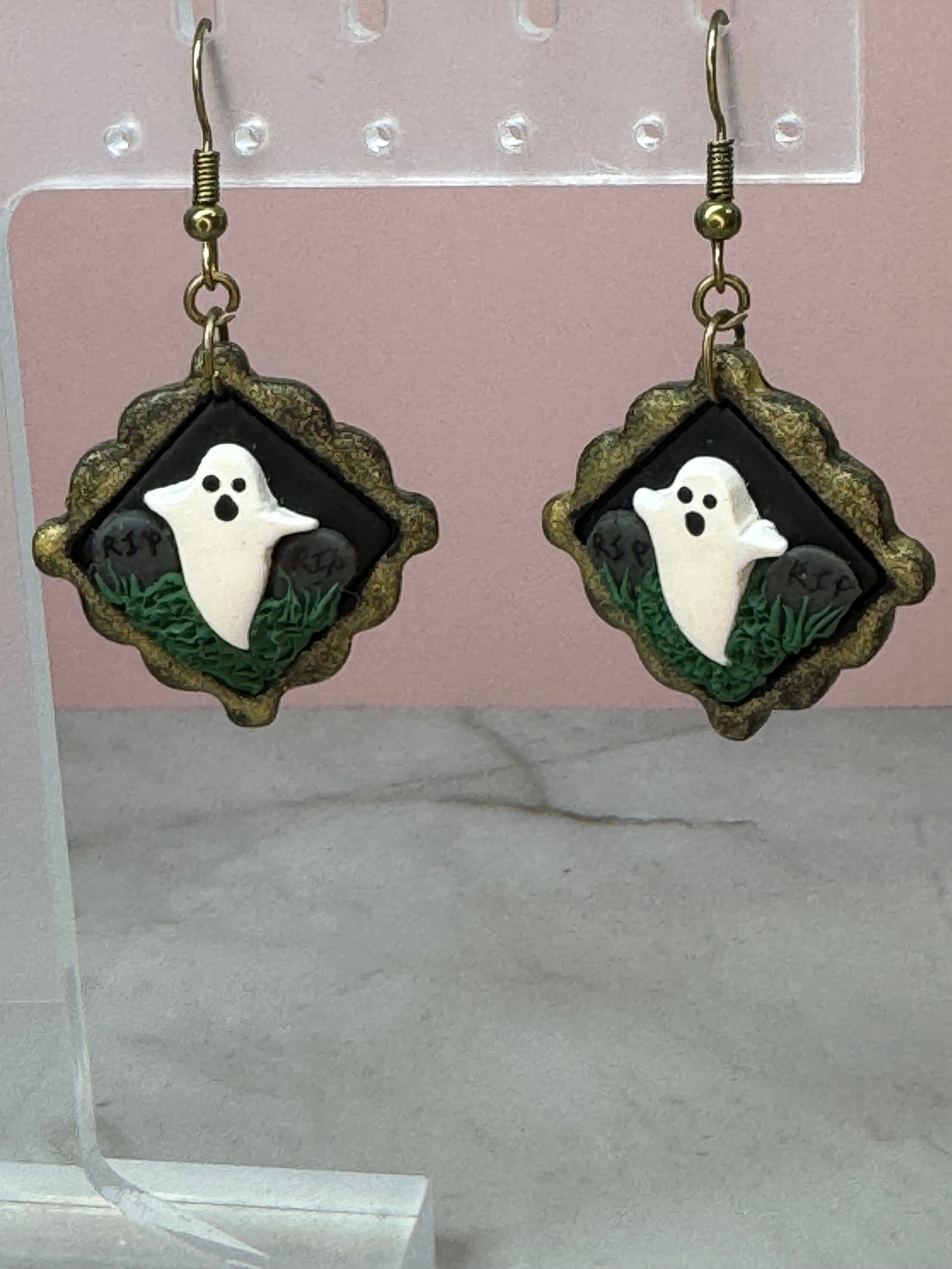 Graveyard Ghost Earrings in Gold