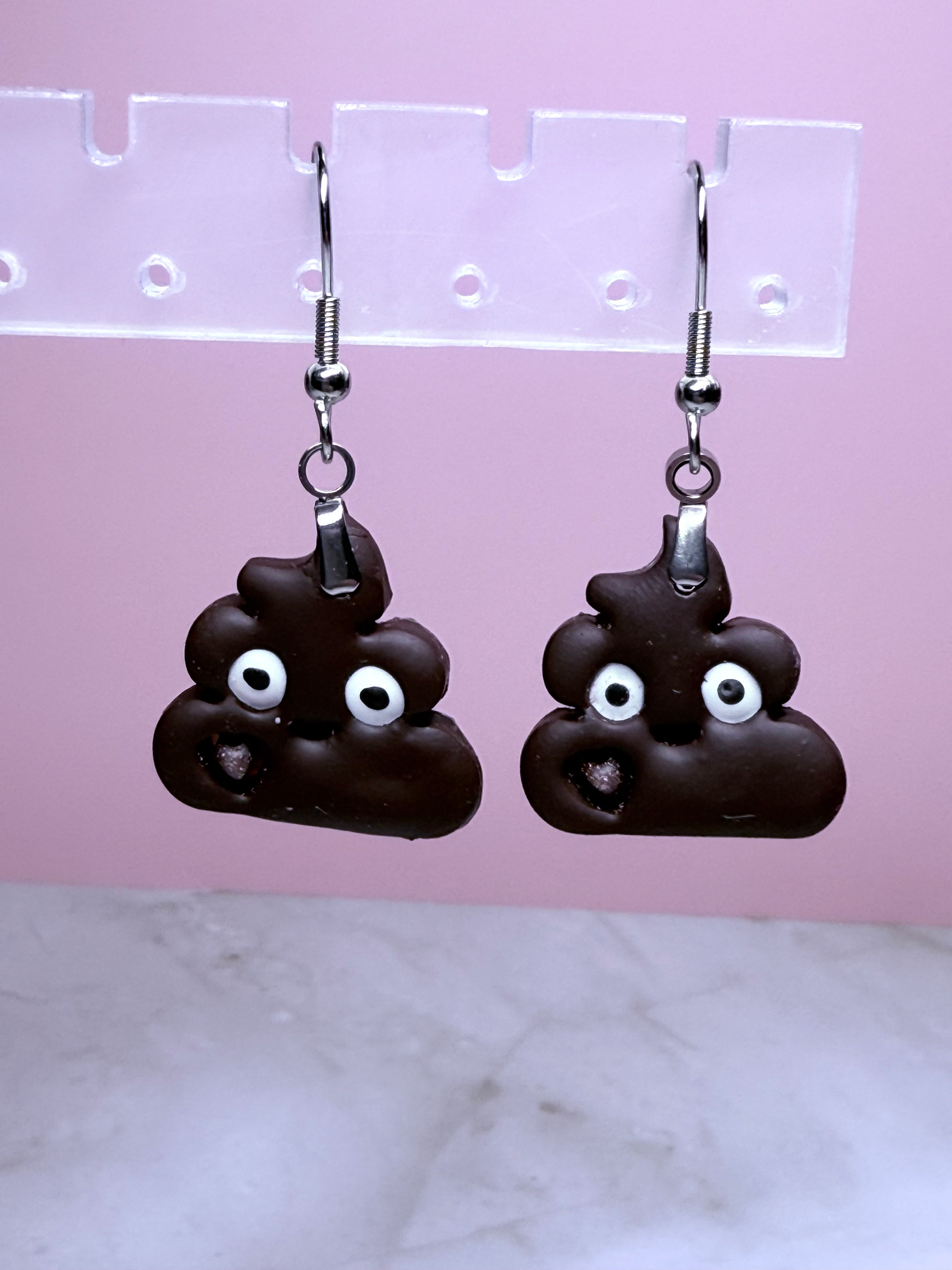 Poo Earrings in Silver-Chocolate Scent