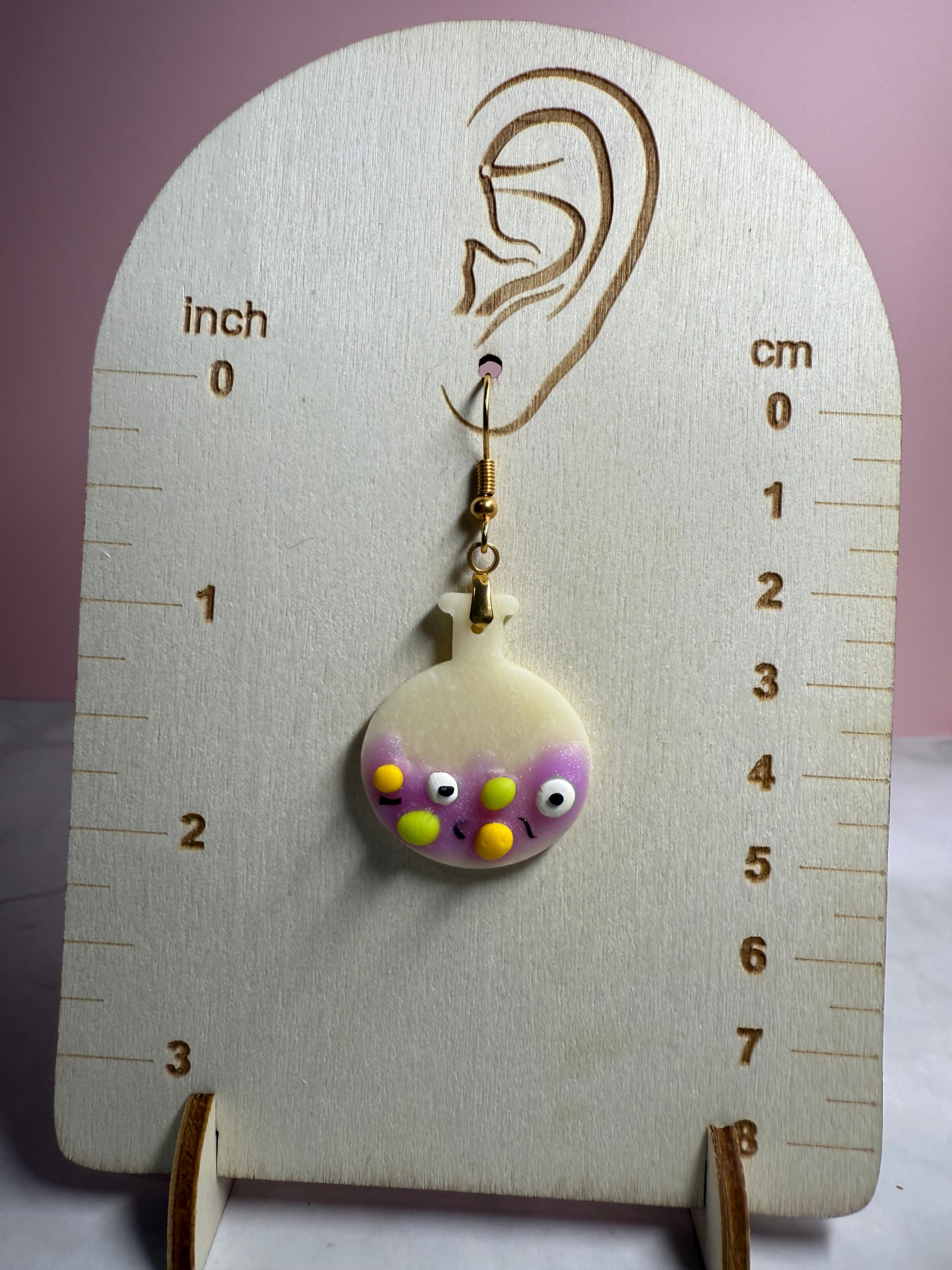Glow-in-the-Dark Purple Potion Bottle Earrings in Gold