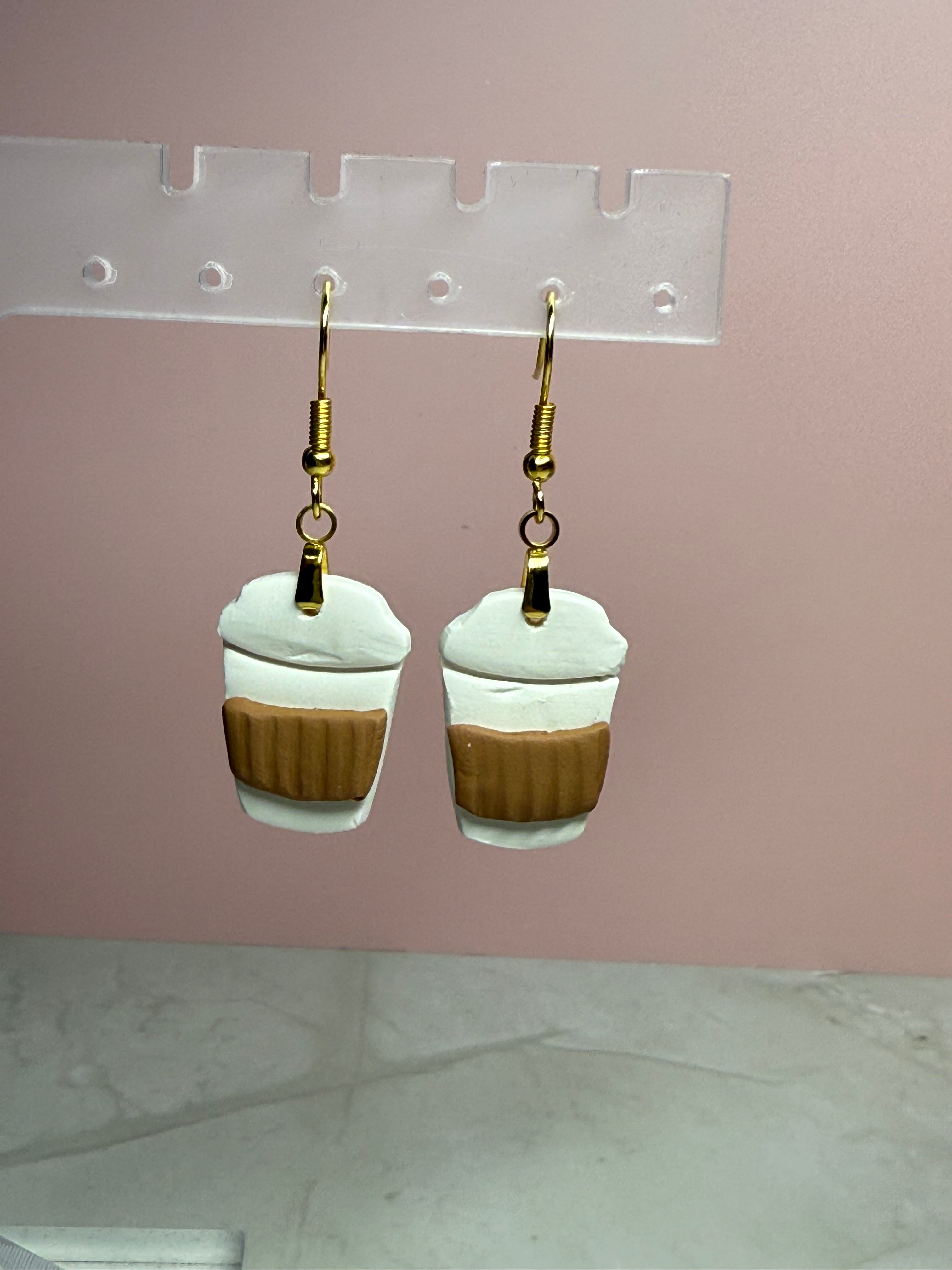Coffee Cup Earrings in Gold- Coffee Scent