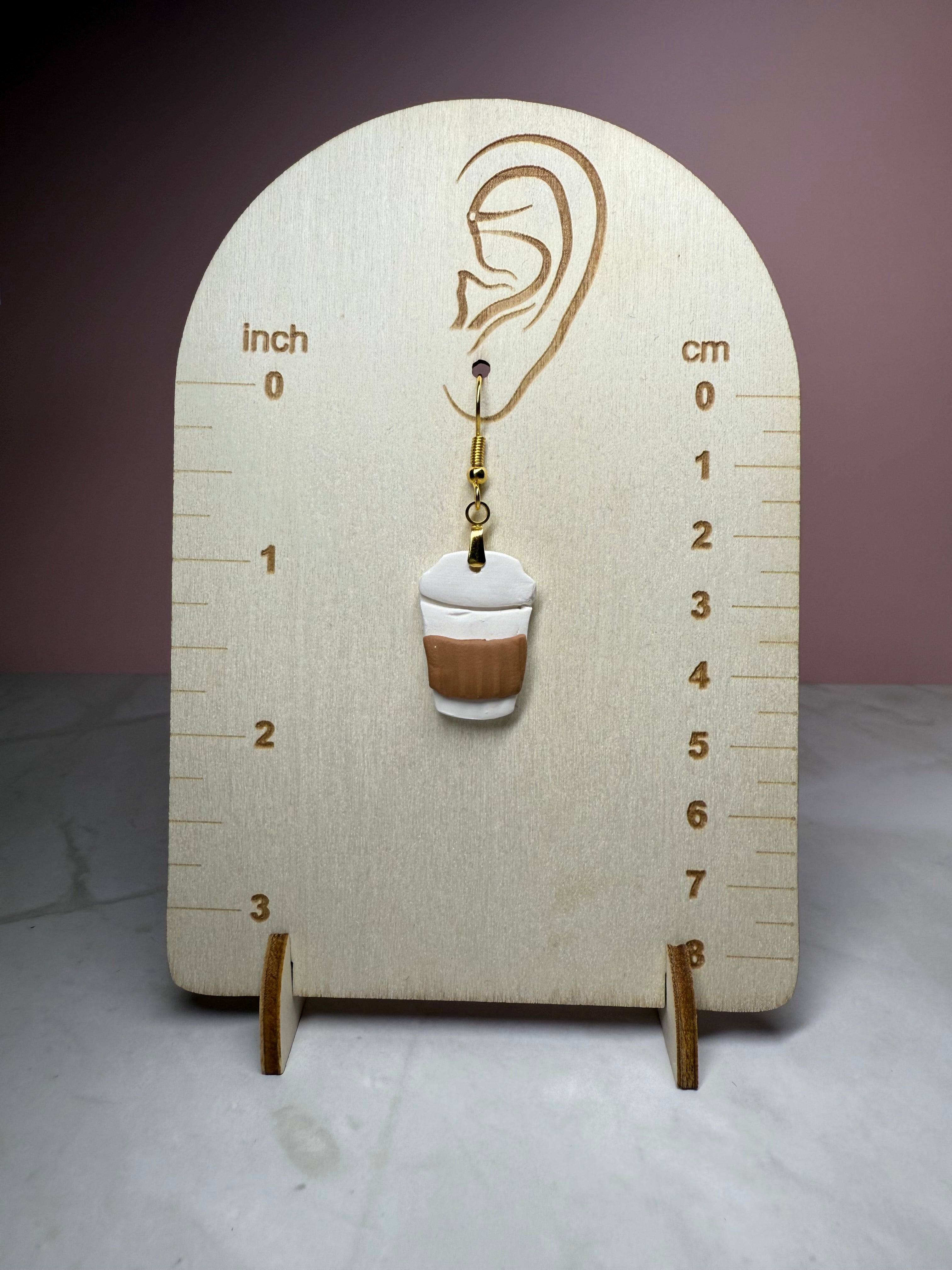 Coffee Cup Earrings in Gold- Coffee Scent