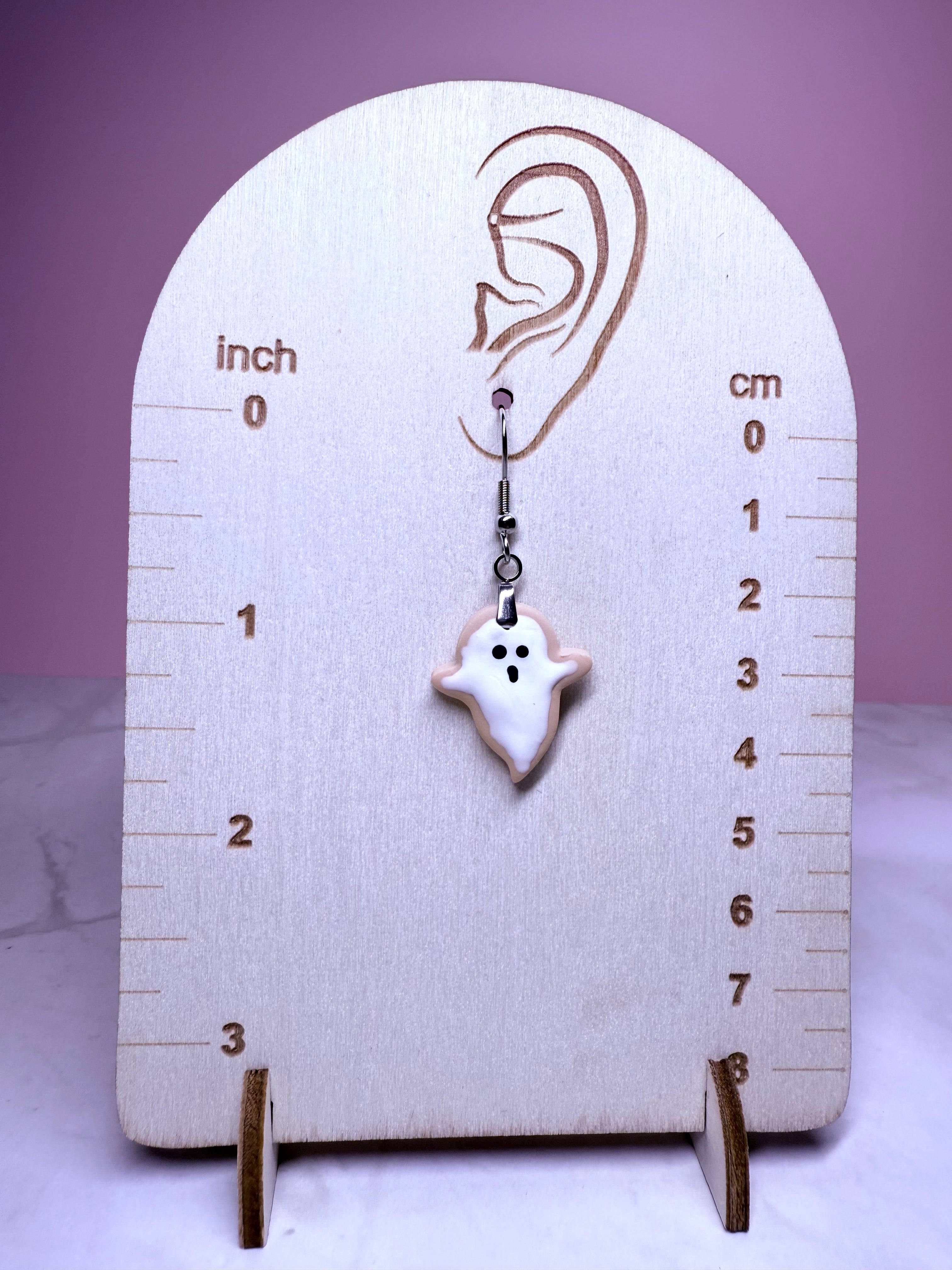 Ghost Sugar Cookie Earrings in Silver-Strawberry Scented