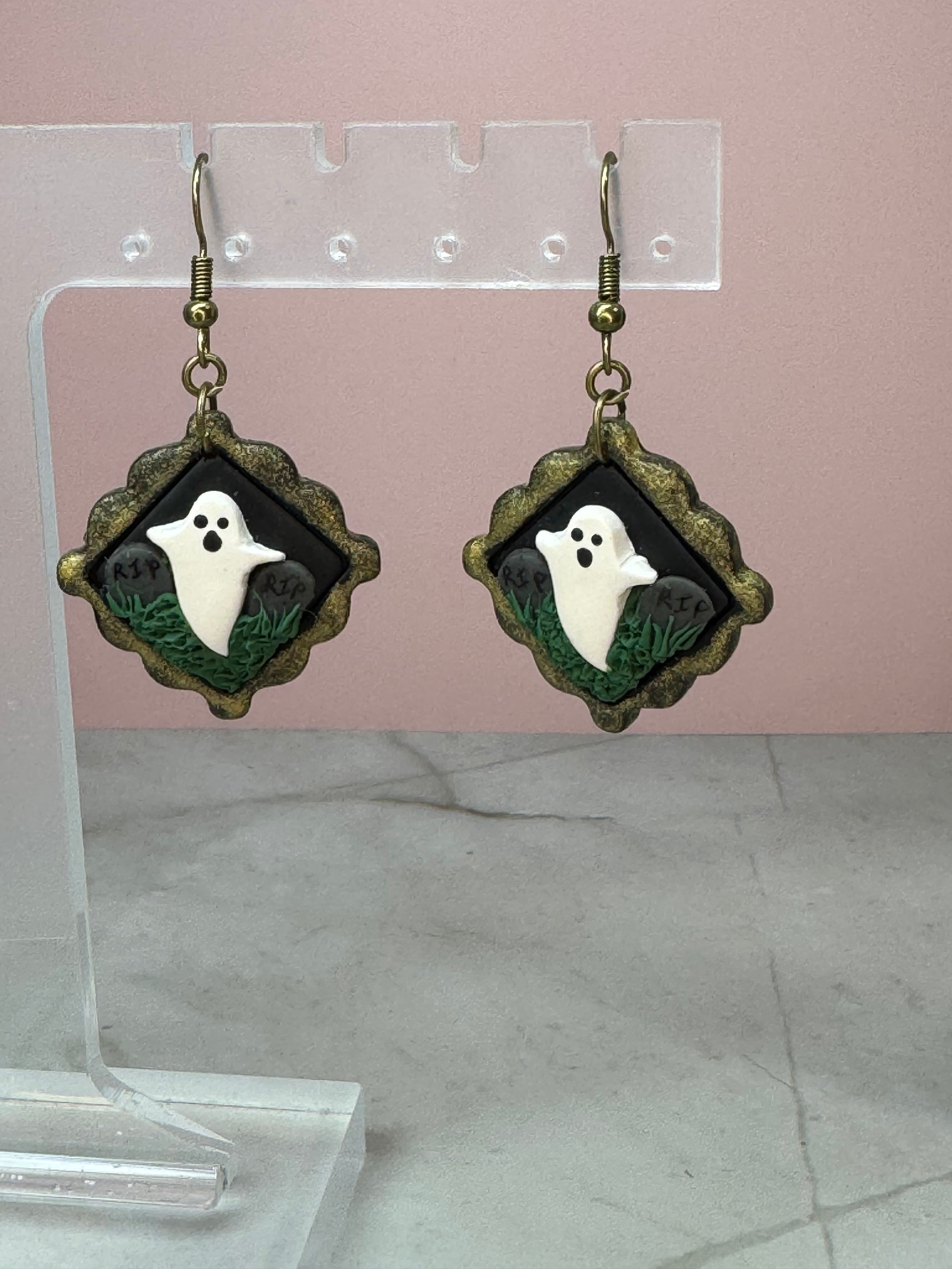 Graveyard Ghost Earrings in Gold