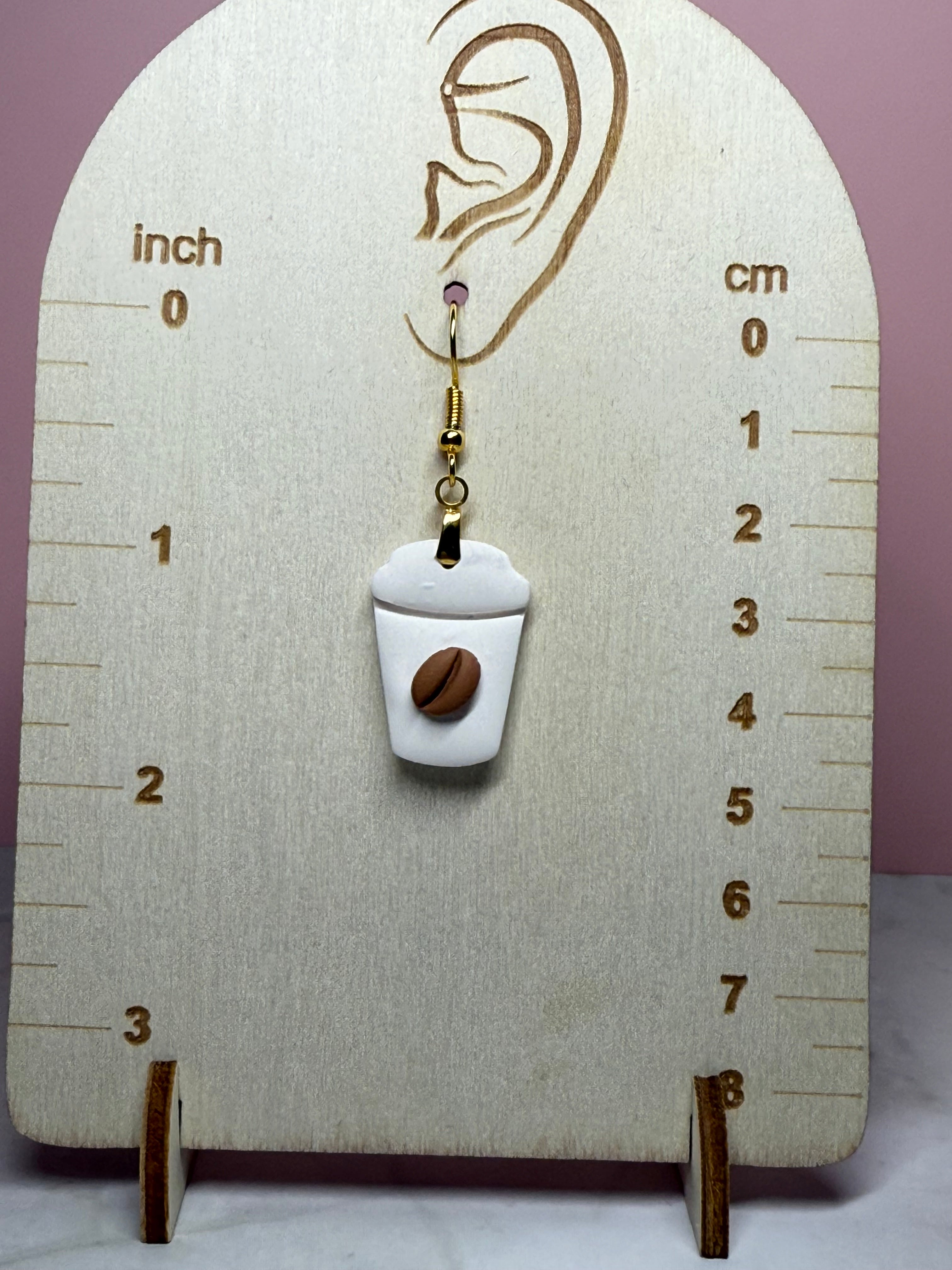Coffee Cup Earrings in Gold- Coffee Scent