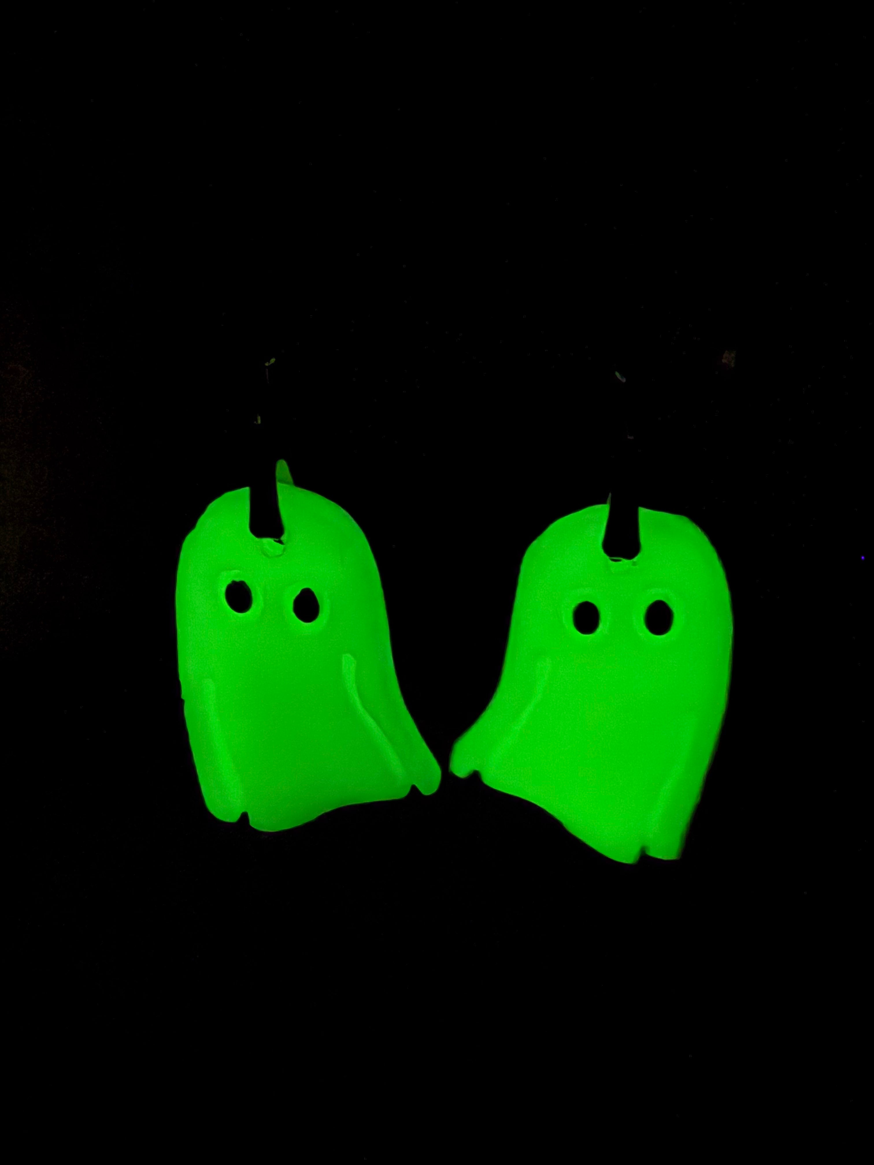 Glow-in-the-Dark Ghost Earrings in Silver