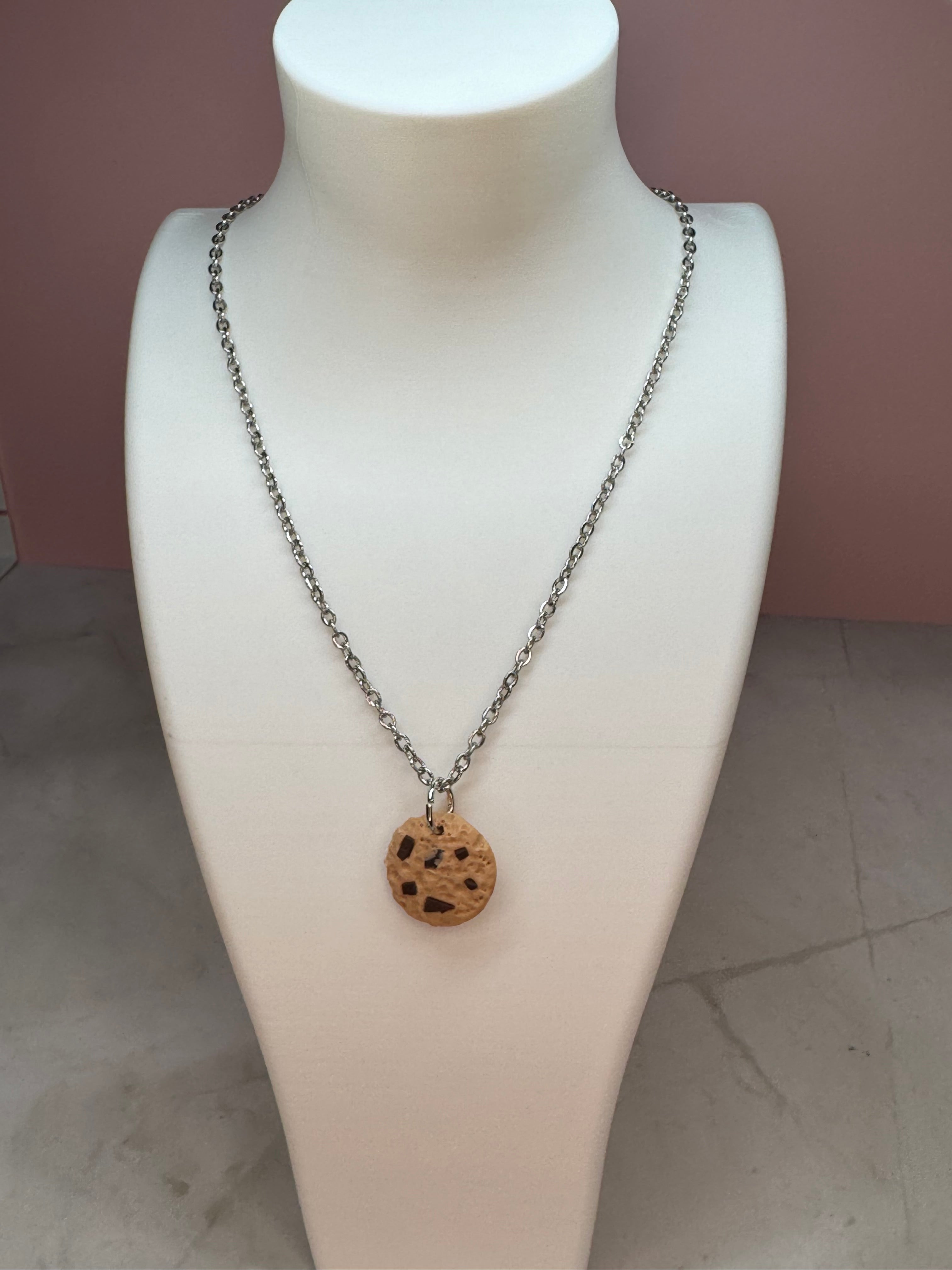 Chocolate Chip Cookie Necklace in Silver- Chocolate Chip Cookie Scent