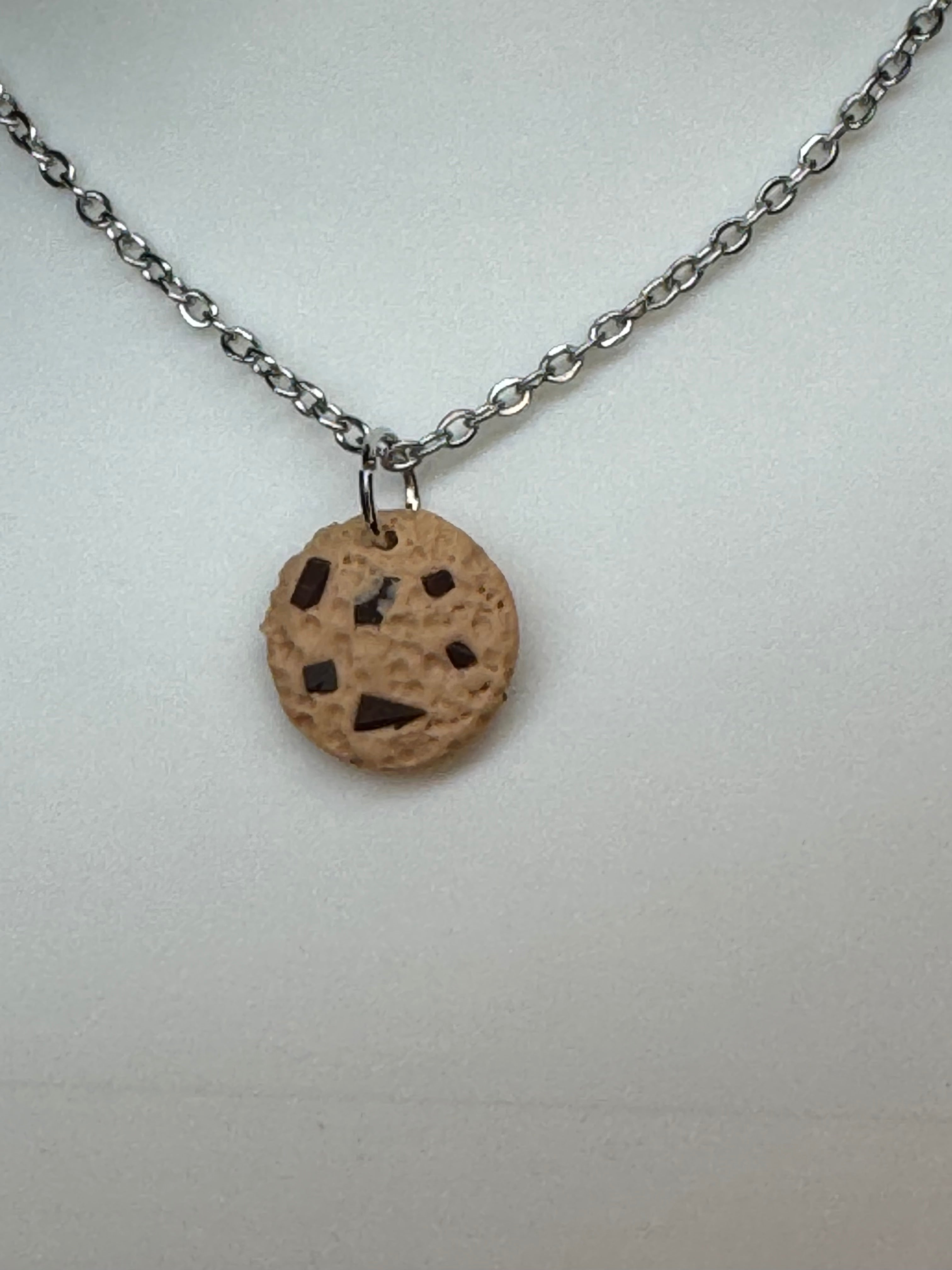 Chocolate Chip Cookie Necklace in Silver- Chocolate Chip Cookie Scent