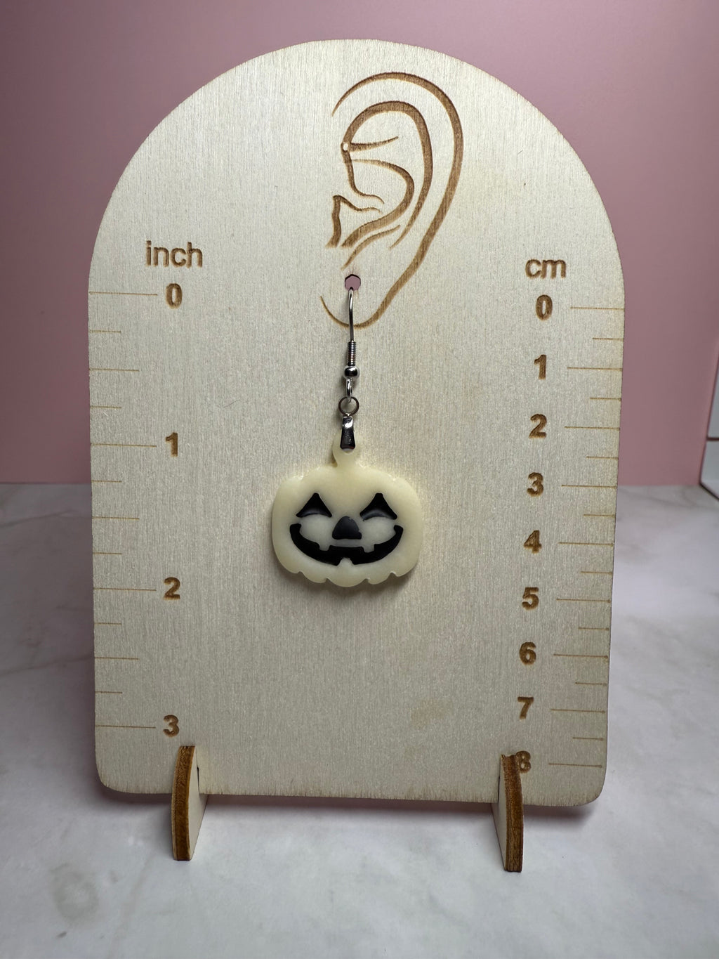 Glow-in-the-Dark Jack-O-Lantern Earrings in Silver