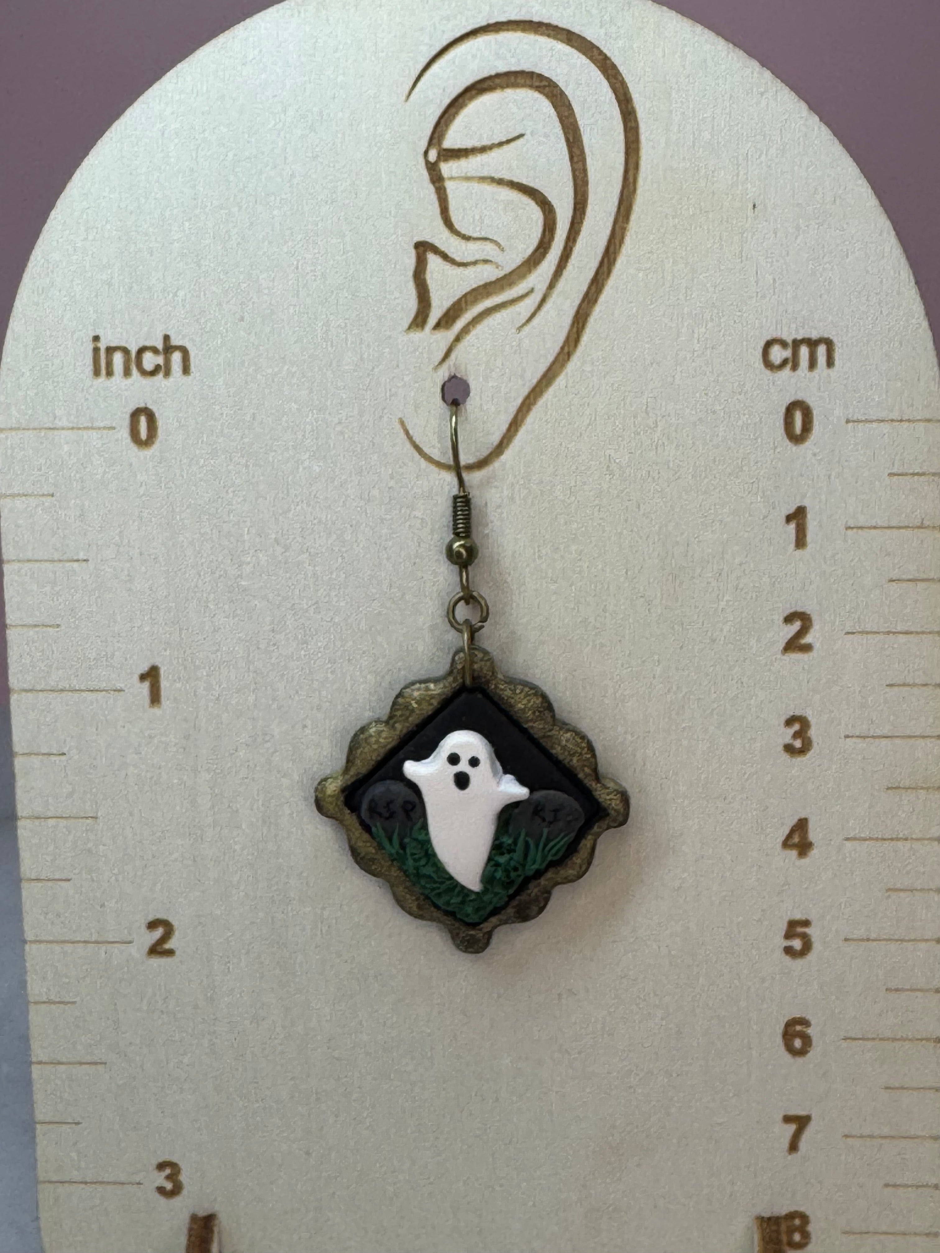 Graveyard Ghost Earrings in Gold