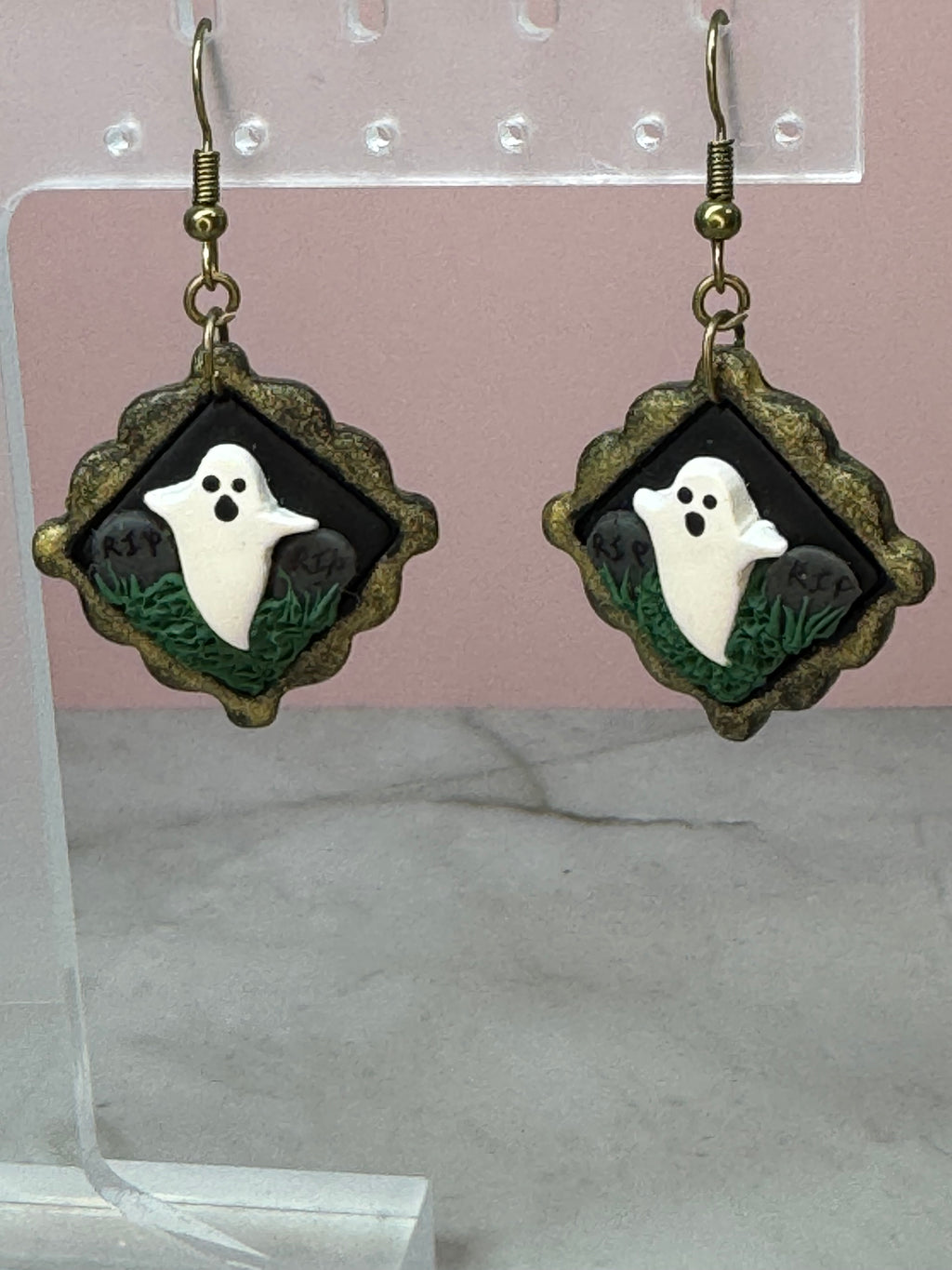 Graveyard Ghost Earrings in Gold