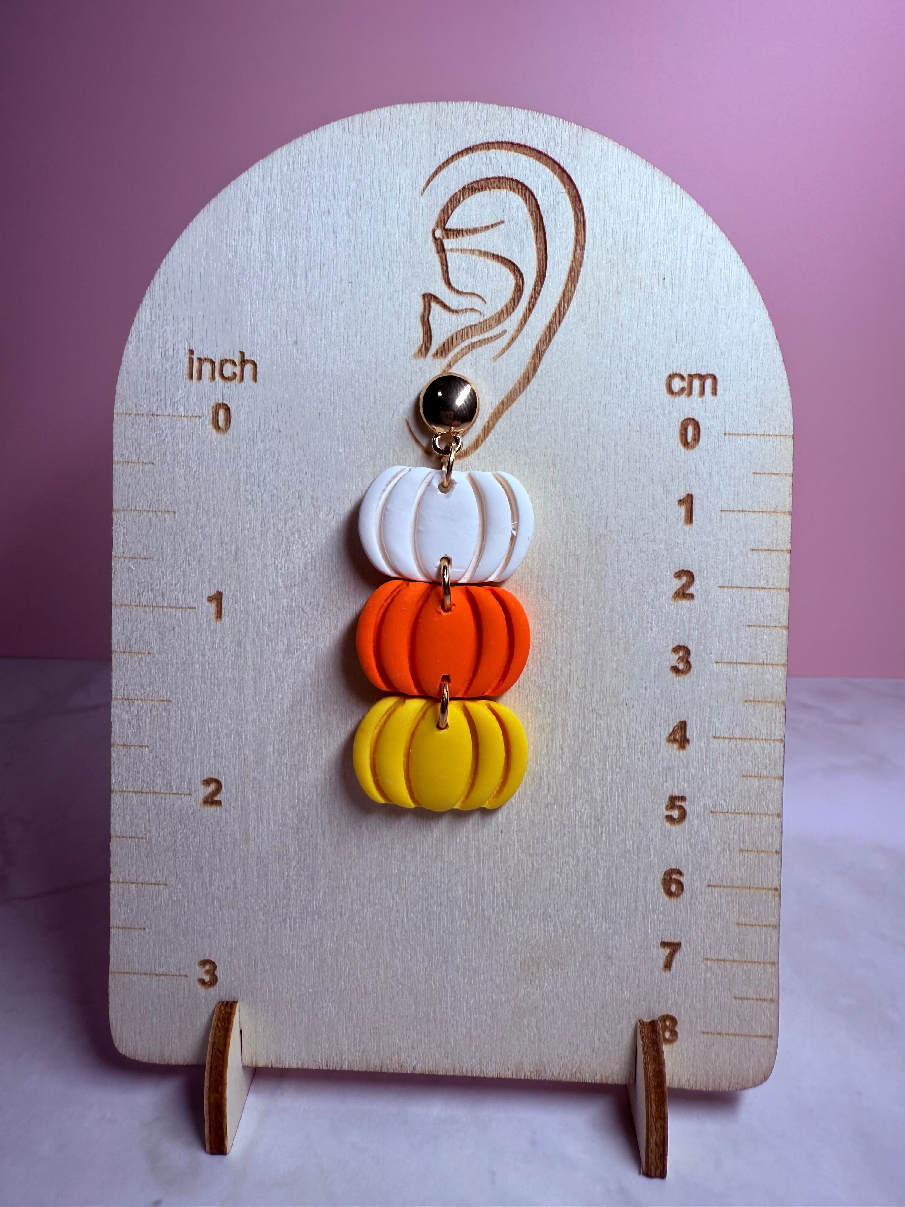 3 Tier Pumpkin Earrings in Gold