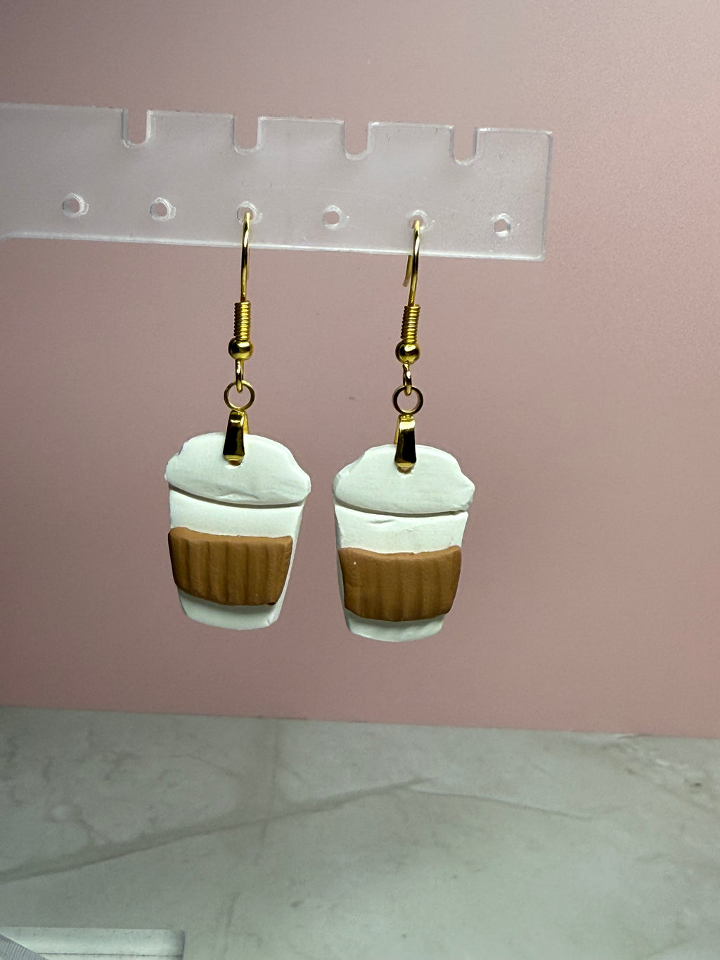 Coffee Cup Earrings in Gold- Coffee Scent