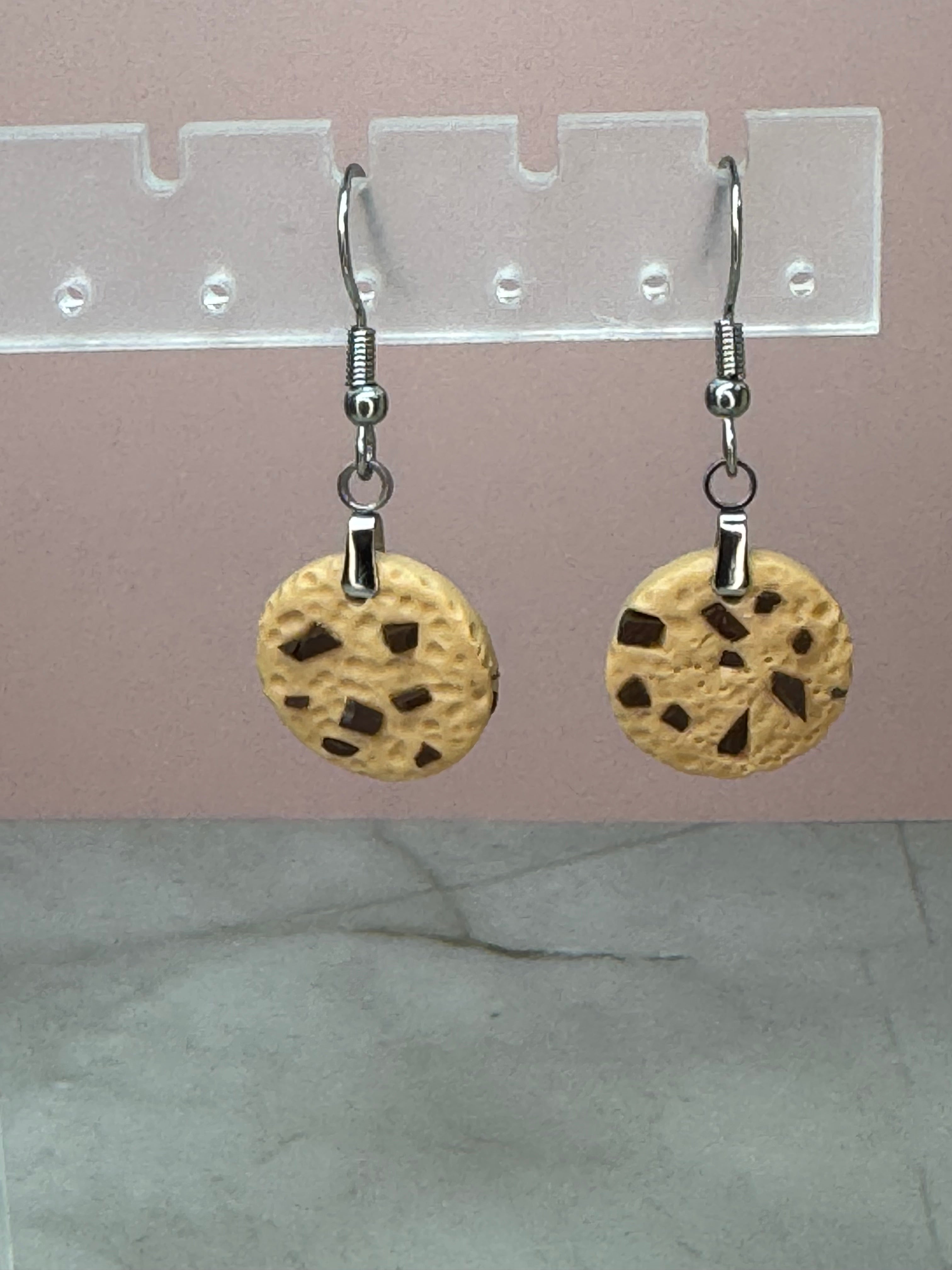 Chocolate Chip Cookie Earrings in Silver- Chocolate Chip Cookie Scent
