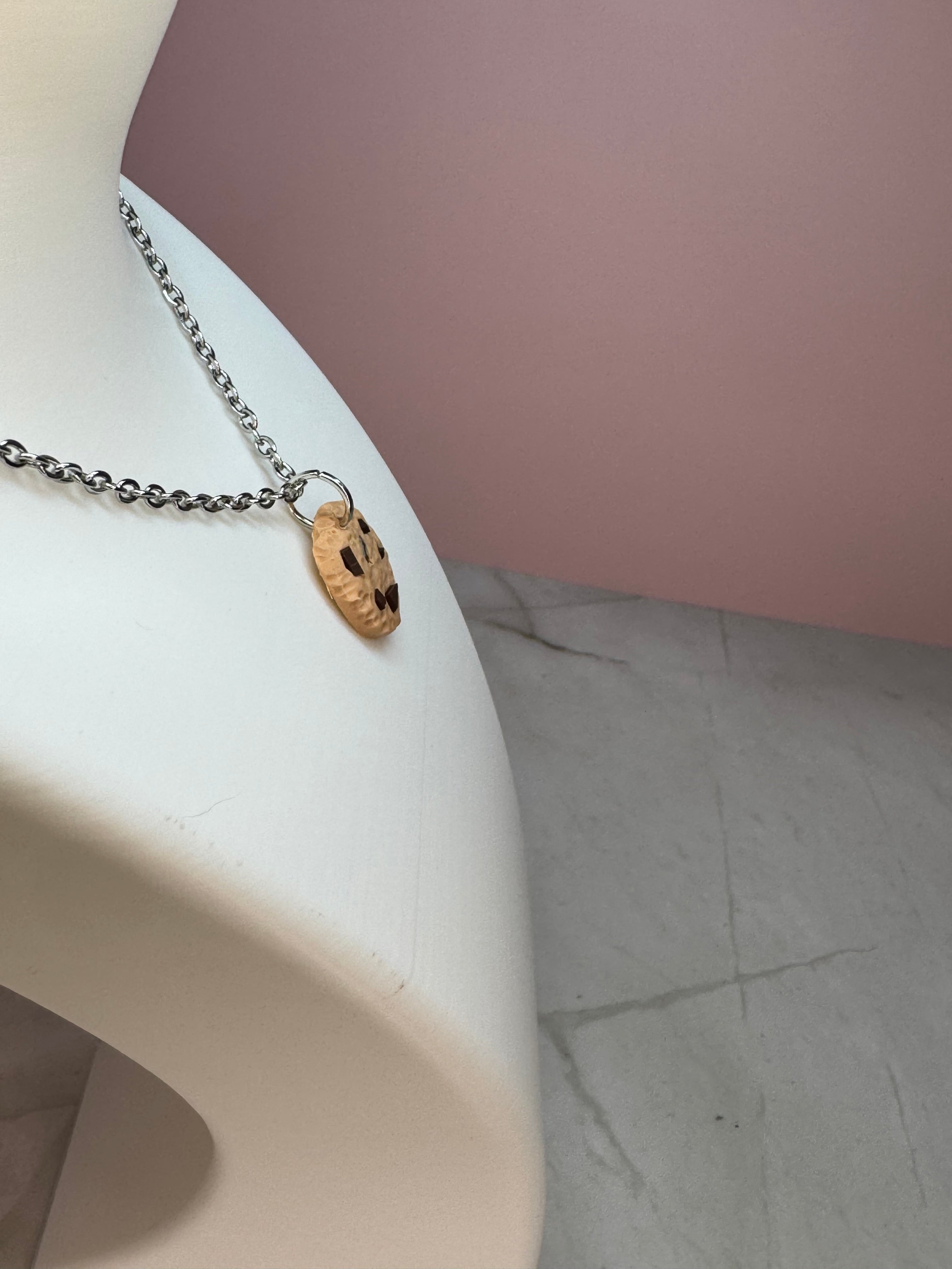 Chocolate Chip Cookie Necklace in Silver- Chocolate Chip Cookie Scent