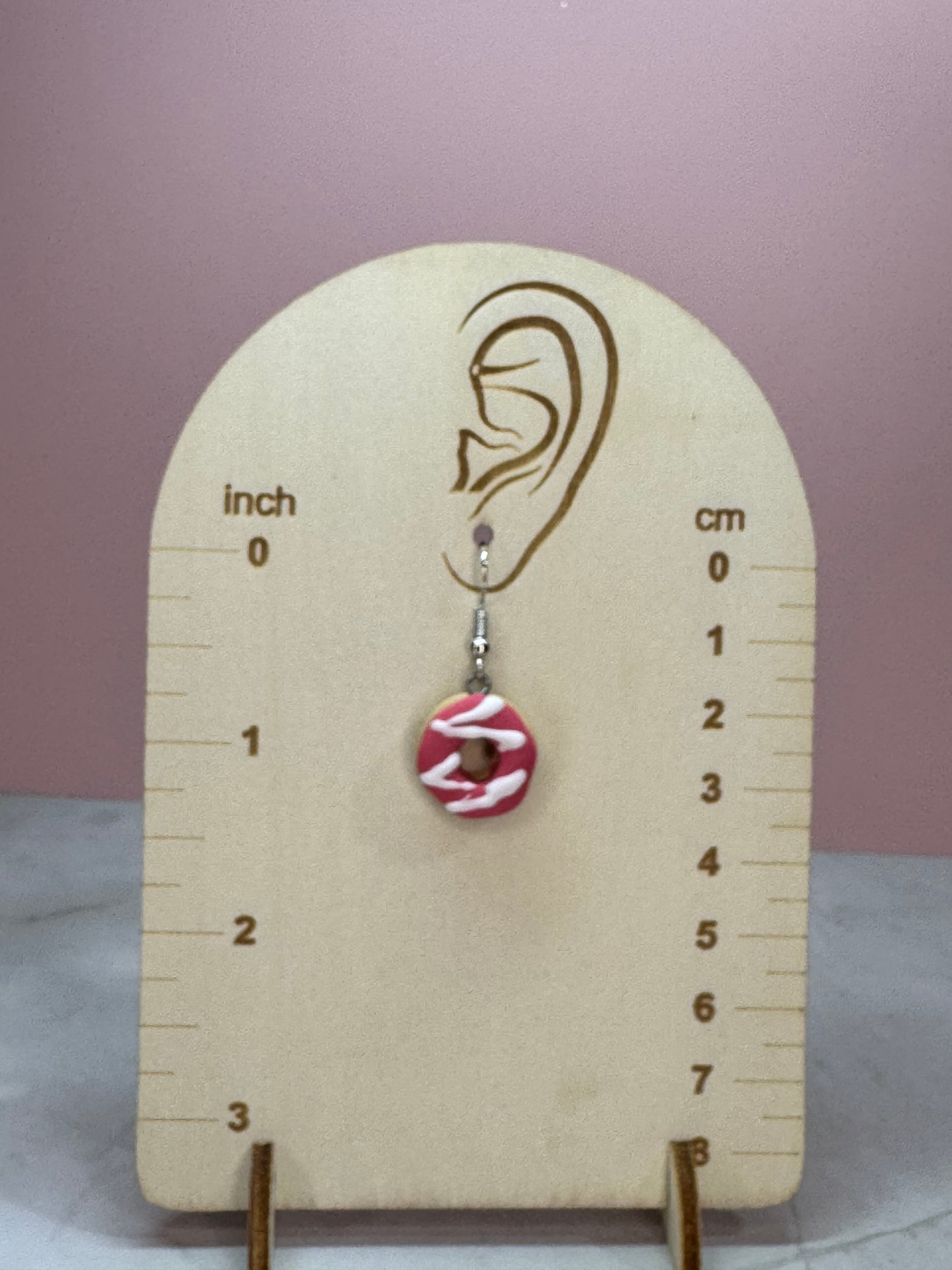 Pink Donut Earrings in Silver-Strawberry Scent