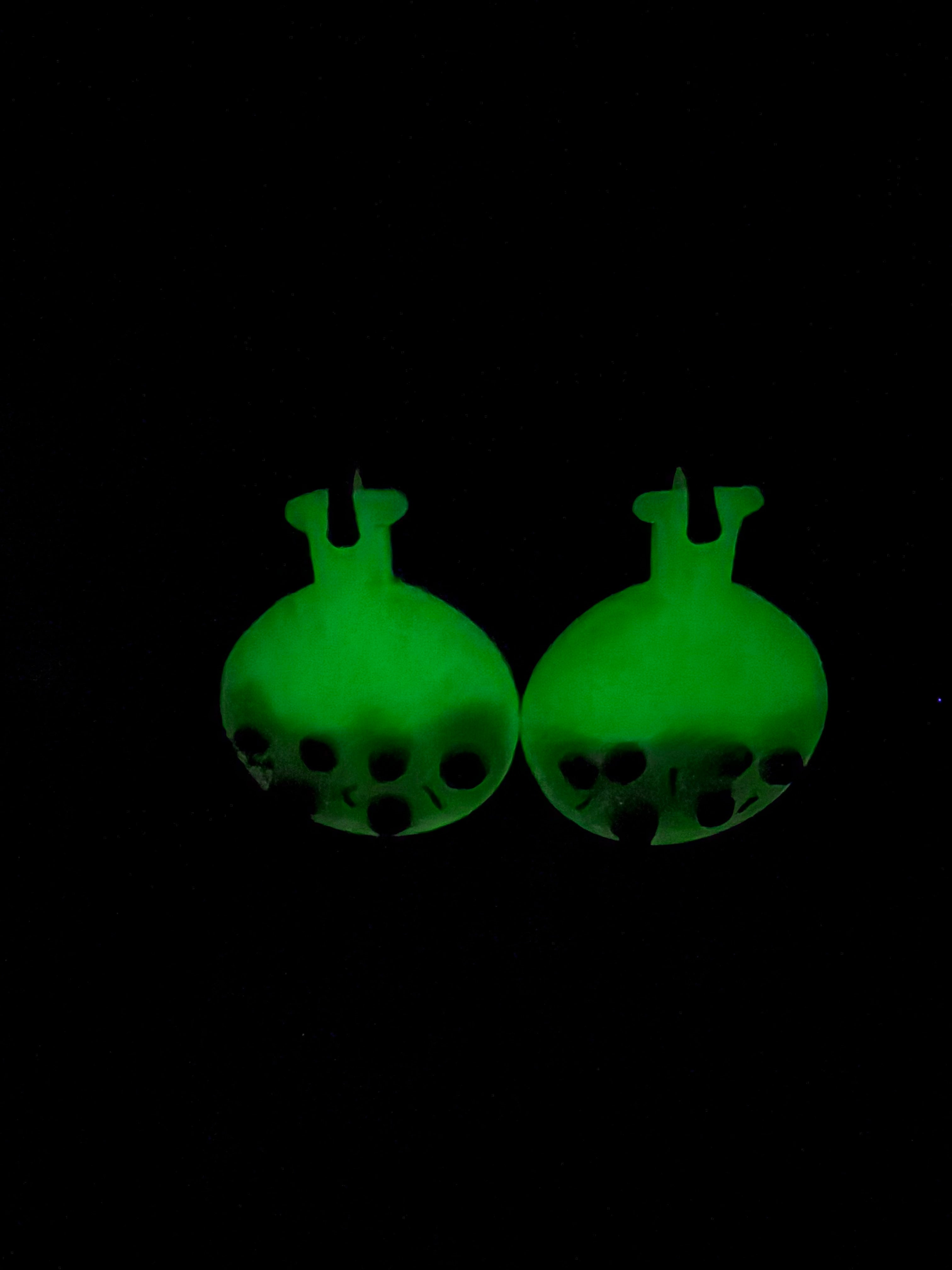 Glow-in-the-Dark Green Potion Bottle Earrings in Gold