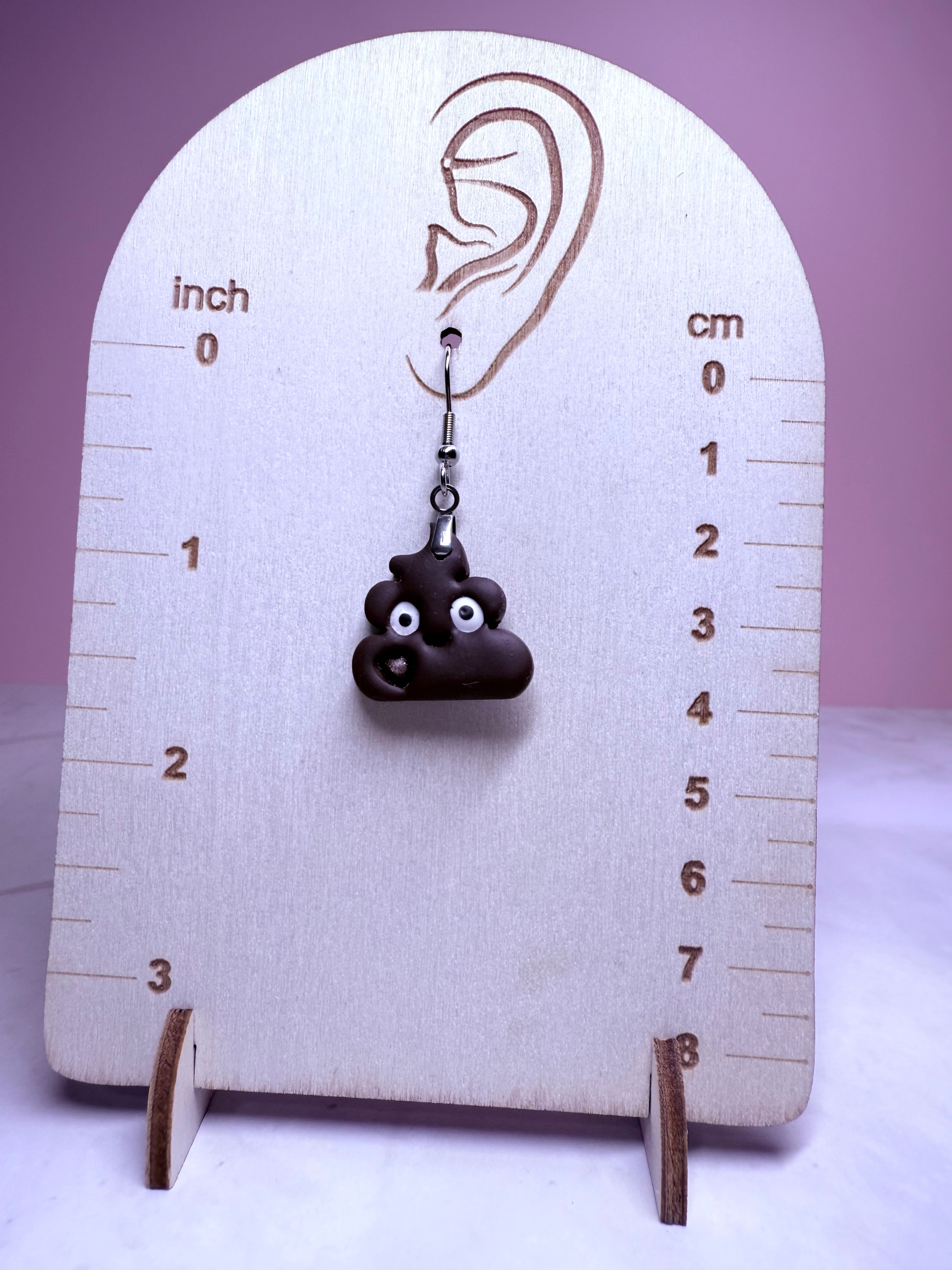 Poo Earrings in Silver-Chocolate Scent