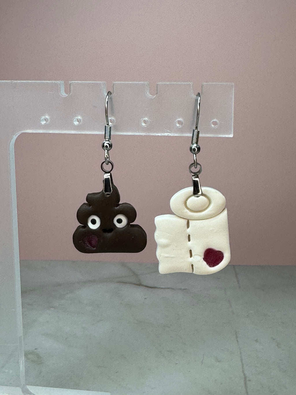 Poo and TP Earrings in Silver- Chocolate Scent