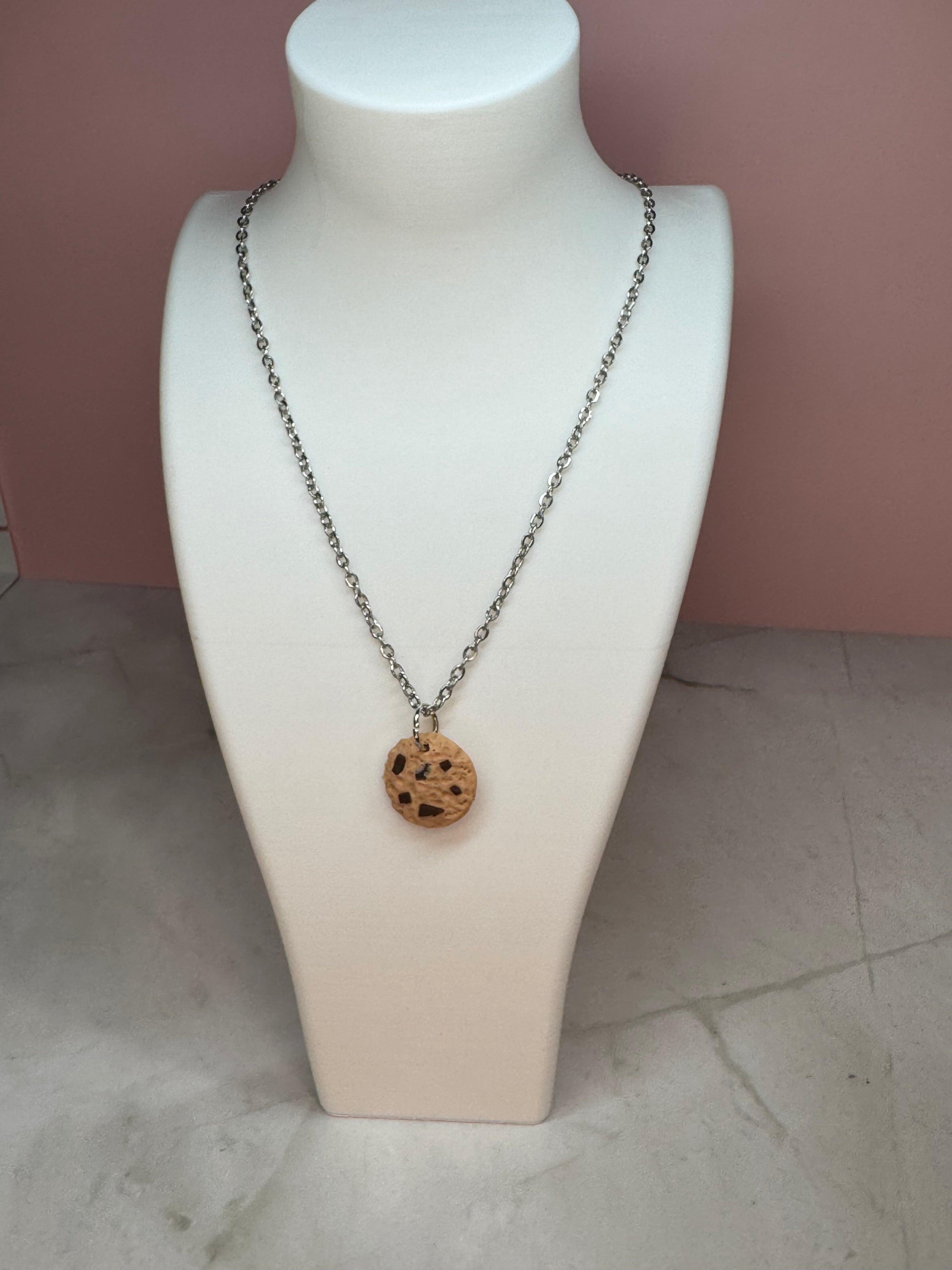 Chocolate Chip Cookie Necklace in Silver- Chocolate Chip Cookie Scent